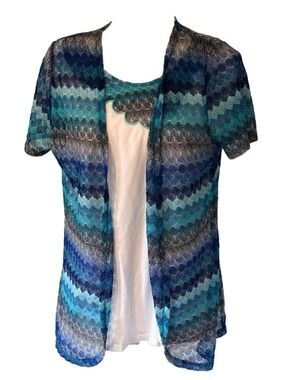 Kim Rogers Curve Women’s Jacket & Tank Top Combo Turquoise Size 1X